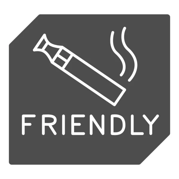 Lugar para fumar vapor icono sólido, concepto de fumar, Fumar signo de área sobre fondo blanco, Vape y fumar cigarrillos electrónicos permitiendo símbolo en estilo glifo para móviles y web. Gráficos vectoriales . — Archivo Imágenes Vectoriales