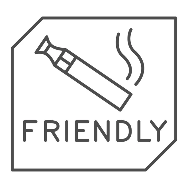 Místo pro kouření vape tenká čára ikona, Kouření koncept, Kouření plocha znamení na bílém pozadí, Vape a e-cigarety kouření umožňující symbol v obrysu stylu pro mobilní a web. Vektorová grafika. — Stockový vektor