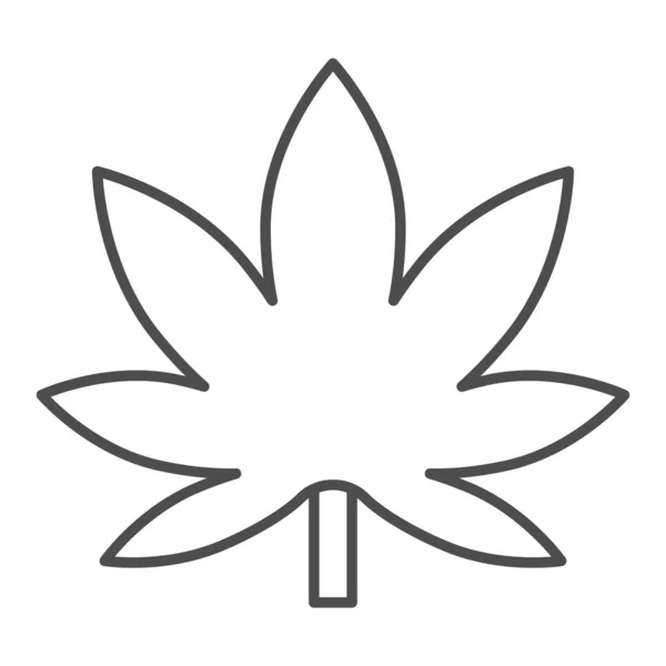 大麻の葉の細い線のアイコン、喫煙の概念、白い背景の雑草の記号、モバイル概念とウェブデザインのためのアウトラインスタイルでマリファナのアイコンの葉。ベクトルグラフィックス. — ストックベクタ