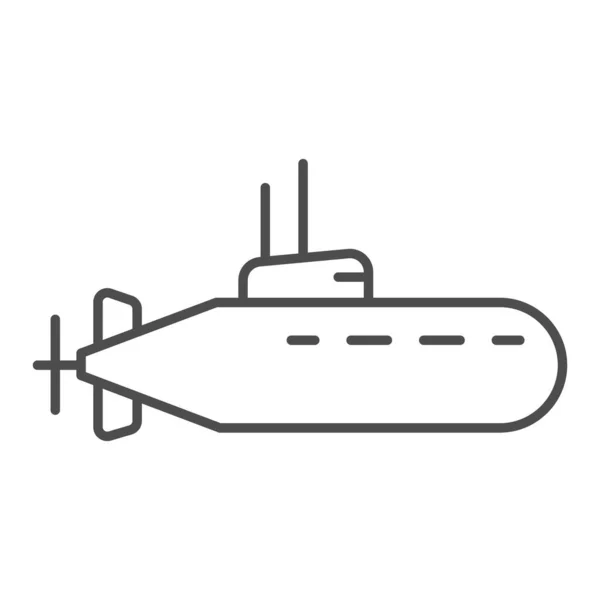 Icono de línea delgada submarina, concepto náutico, signo de barco submarino sobre fondo blanco, icono de submarino con periscopio en estilo de esquema para concepto móvil y diseño web. Gráficos vectoriales . — Vector de stock