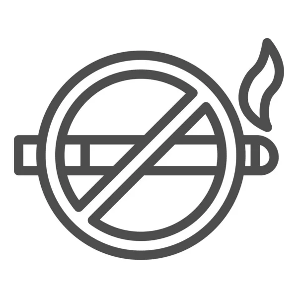 Geen roken teken lijn pictogram, nicotine concept, rook verboden teken op witte achtergrond, Roken verboden symbool in grote lijnen voor mobiele concept en web design. vectorgrafieken. — Stockvector