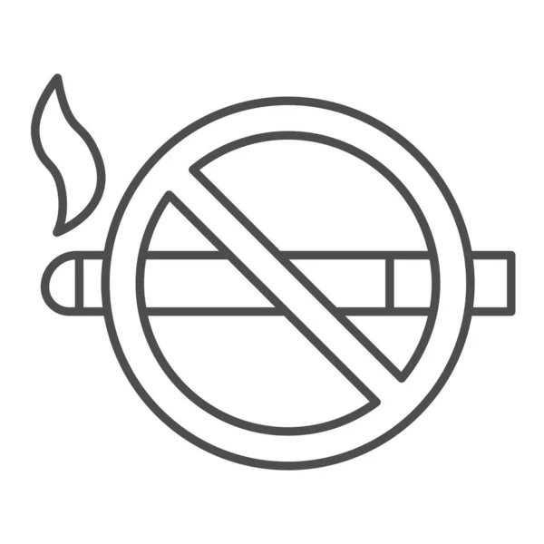 Geen roken teken dunne lijn pictogram, nicotine concept, rook verboden teken op witte achtergrond, Roken verboden symbool in grote lijnen stijl voor mobiele concept en web design. vectorgrafieken. — Stockvector