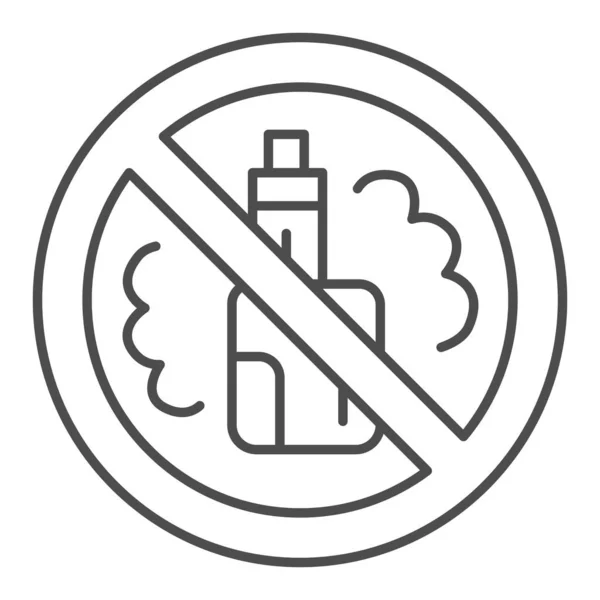 Prohibición de vapear icono de línea delgada, concepto de fumar, No fumar cigarrillos electrónicos signo sobre fondo blanco, Vaping icono prohibido en el estilo de esquema para el concepto móvil y diseño web. Gráficos vectoriales . — Archivo Imágenes Vectoriales