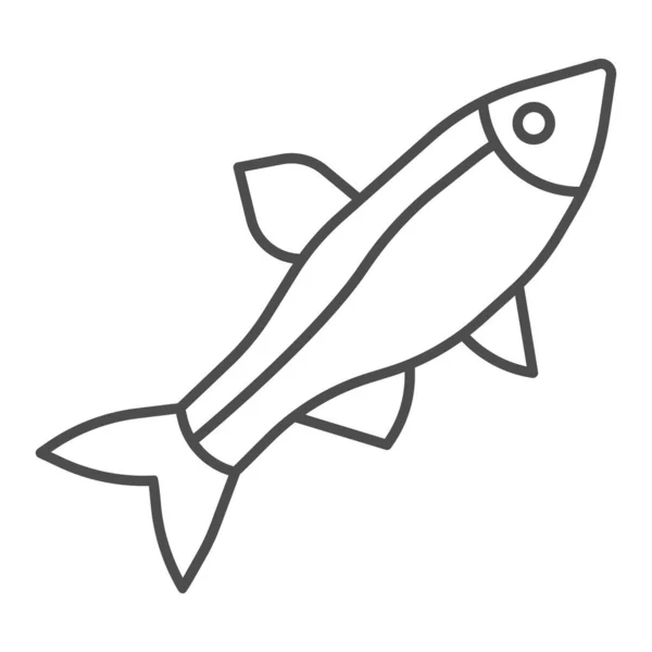 魚の細い線のアイコン、海の概念は、白の背景に小さな海の魚のサイン、モバイルの概念とWebデザインのアウトラインスタイルで魚のシルエットのアイコン。ベクトルグラフィックス. — ストックベクタ