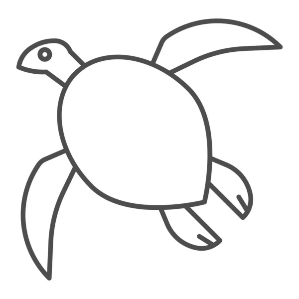 Ícone de linha fina de tartaruga marinha, conceito de oceano, sinal de animal de tartaruga no fundo branco, silhueta de pequeno ícone de tartaruga marinha no estilo de contorno para o conceito móvel e web design. Gráficos vetoriais . —  Vetores de Stock