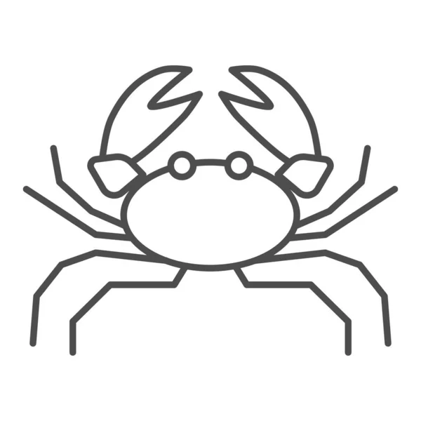 Krabba tunn linje ikon, marint liv koncept, marina skaldjur tecken på vit bakgrund, Krabba siluett ikon i kontur stil för mobila koncept och webbdesign. Vektorgrafik. — Stock vektor