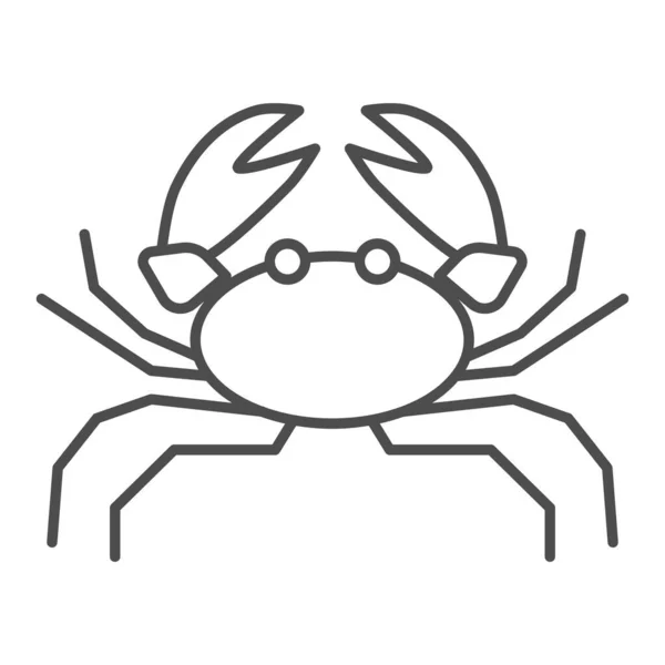 Krab dunne lijn pictogram, mariene leven concept, zeevruchten teken op witte achtergrond, Krab silhouet pictogram in omtrek stijl voor mobiele concept en web design. vectorgrafieken. — Stockvector