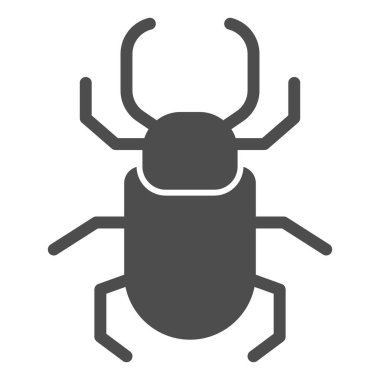 Böcek erkek geyiği katı ikonu, Böcek kavramı, beyaz arka planda geyik böceği işareti, mobil konsept ve web tasarımı için glifli çene simgesi olan büyük böcek. Vektör grafikleri.