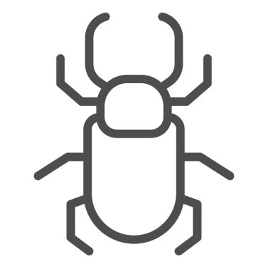 Böcek geyiği çizgisi ikonu, Böcek konsepti, beyaz arka planda geyik böceği tabelası, mobil konsept ve web tasarımı için ana hatlı çene simgesi olan büyük böcek. Vektör grafikleri.