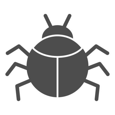 Böcek katı ikonu, böcek kavramı, beyaz arka planda böcek işareti, gezici konsept ve web tasarımı için glifli yuvarlak böcek silueti simgesi. Vektör grafikleri.