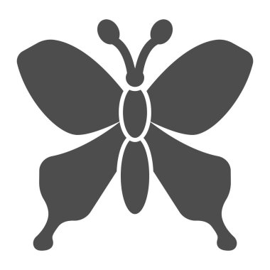 Kelebek katı ikonu, Böcek konsepti, beyaz arka planda güzel uçan böcek işareti, mobil konsept ve web tasarımı için kabartma biçiminde kelebek silueti simgesi. Vektör grafikleri.