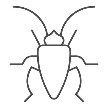 Hamamböceği ince çizgi ikonu, böcek kavramı, beyaz arka planda hamamböceği işareti, mobil konsept ve web tasarımı için ana hatlı siluet simgesi. Vektör grafikleri.