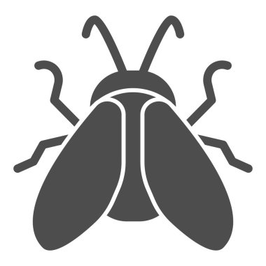 Midge katı ikonu, Böcekler konsepti, beyaz arka planda sinek işareti, mobil konsept ve web tasarımı için sembol simgesi. Vektör grafikleri.