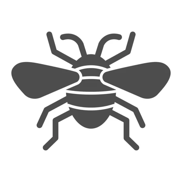 Твердая икона насекомых, концепция насекомых, знак пчелы на белом фоне, иконка летающего насекомого в стиле глифа для мобильной концепции и веб-дизайна. Векторная графика . — стоковый вектор