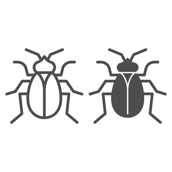 Línea de pulgas e icono sólido, concepto de plagas, signo de insecto parásito casero sobre fondo blanco, icono de pulgas en estilo de esquema para el concepto móvil y el diseño web. Gráficos vectoriales . — Archivo Imágenes Vectoriales