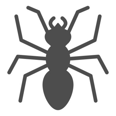 Karınca katı ikonu, Böcekler kavramı, beyaz arka planda emmet işareti, mobil konsept ve web tasarımı için kabartma biçiminde karınca silueti simgesi. Vektör grafikleri.