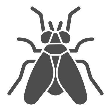 Midge katı ikonu, Böcekler konsepti, beyaz arka planda sinek işareti, mobil konsept ve web tasarımı için sembol simgesi. Vektör grafikleri.