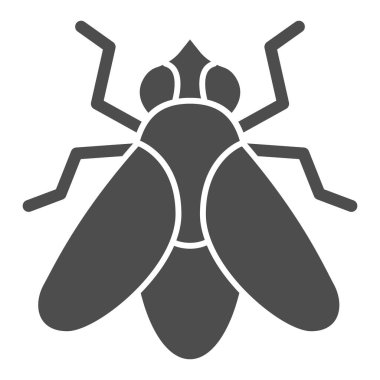 Katı simge, Böcekler konsepti, beyaz arka planda uçan böcek işareti, mobil konsept ve web tasarımı için kabartma biçiminde uçan siluet simgesi. Vektör grafikleri.