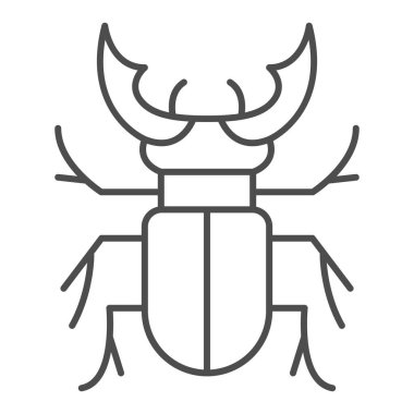 Böcek erkek geyiği, ince çizgi ikonu, böcek konsepti, beyaz arka planda geyik böceği işareti, mobil konsept ve web tasarımı için ana hatlı böcek ikonu. Vektör grafikleri.