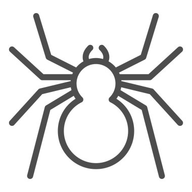 Örümcek çizgisi ikonu, böcek konsepti, beyaz arka planda yırtıcı eklembacaklı işareti, mobil konsept ve web tasarımı için ana hatlı klasik örümcek ikonu. Vektör grafikleri.