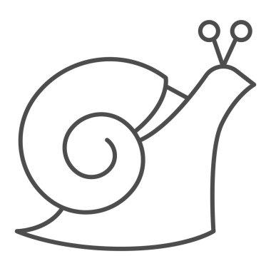 Salyangoz ince çizgi ikonu, vahşi yaşam konsepti, beyaz arka planda spiral kabuk işareti olan yumuşakça, mobil konsept ve web tasarımı için ana hatlı salyangoz ikonu. Vektör grafikleri.