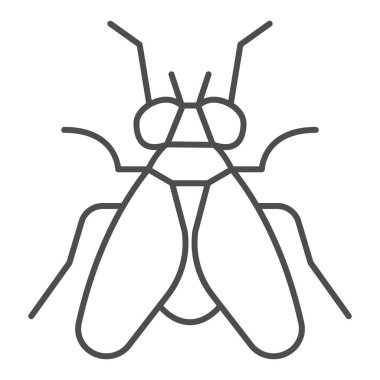 Orta ince çizgi simgesi, Böcekler konsepti, beyaz arkaplanda sinek işareti, mobil konsept ve web tasarımı için taslak biçimli Midge simgesi. Vektör grafikleri.