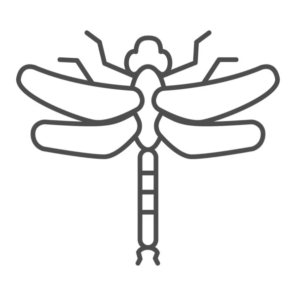 Dragonfly thin line icon, Insects concept, beautiful predatory insect with two transparent wings sign on white background, Dragonfly silhouette icon in outline style for mobile. Vector graphics. — Stock Vector