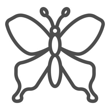 Kelebek çizgisi ikonu, böcek konsepti, beyaz arka planda uçan böcek işareti, mobil konsept ve web tasarımı için ana hatlı kelebek silueti simgesi. Vektör grafikleri.