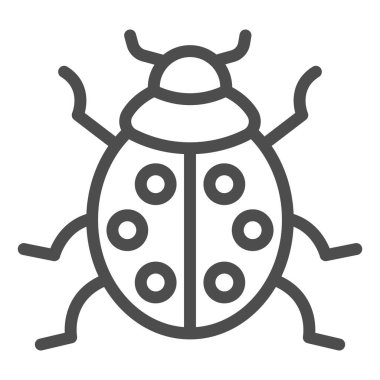 Uğur böceği çizgisi ikonu, böcekleri konsepti, arka planda uğur böceği işareti, gezici konsept ve web tasarımı için ana hatlı böcek simgesi. Vektör grafikleri.