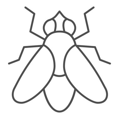 İnce çizgi ikonu, Böcekler konsepti, beyaz arka planda uçan böcek işareti, mobil konsept ve web tasarımı için ana hatlarıyla uçan siluet simgesi. Vektör grafikleri.