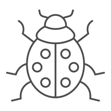 Uğur böceği ince çizgi ikonu, böcekleri konsepti, beyaz arka planda uğur böceği işareti, gezici konsept ve web tasarımı için ana hatlı böcek ikonu. Vektör grafikleri.
