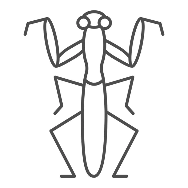 Mantis tunna linje ikon, Insekter koncept, Skalbagge tecken på vit bakgrund, be mantis ikon i kontur stil för mobila koncept och webbdesign. Vektorgrafik. — Stock vektor