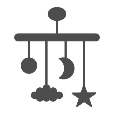 Beşik için sağlam bir ikon, çocukluk konsepti, beyaz arka planda bebek yatağı oyuncak tabelası, mobil konsept ve web tasarımı için bebek yatağı atlıkarınca ikonu. Vektör grafikleri.