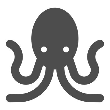 Ahtapot katı ikonu, su hayvanları konsepti, beyaz arka planda poulpe işareti, seyyar konsept ve web tasarımı için glifli ahtapot siluet ikonu. Vektör grafikleri.
