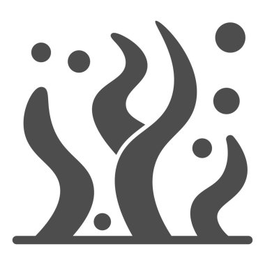 Deniz yosunu katı ikonu, okyanus ve sualtı konsepti, beyaz arka planda deniz yosunları işareti, mobil konsept ve web tasarımı için kabartma şeklinde deniz yosunu ikonu. Vektör grafikleri.