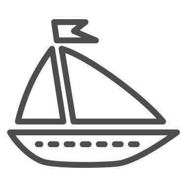 Gemi oyuncak hattı ikonu, yaz konsepti, beyaz arka planda tekne tabelası, mobil konsept ve web tasarımı için ana hatlı gemi ikonu. Vektör grafikleri.