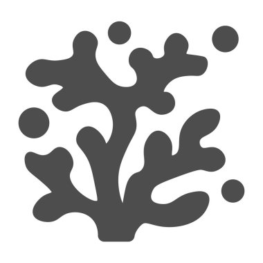 Mercan katı ikonu, okyanus ve sualtı konsepti, beyaz arka planda deniz altı bitkisi tabelası, mobil konsept ve web tasarımı için mercan ağacı simgesi. Vektör grafikleri.