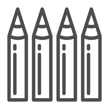 Çocuk kalem satırı simgesi, okul malzemeleri konsepti, beyaz arka planda dört kalem işareti, mobil konsept ve web tasarımı için dört kalem ikonu seti. Vektör grafikleri.