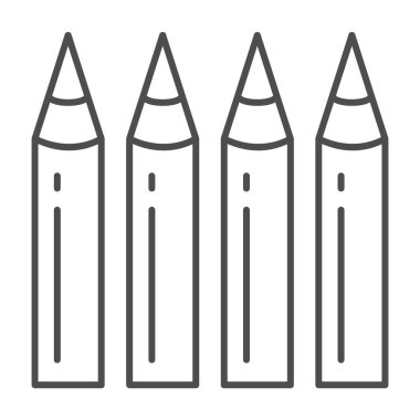 Çocuklar ince çizgi ikonu, okul malzemeleri konsepti, beyaz arka planda dört kalem işareti, mobil konsept ve web tasarımı için dört kalem ikonu seti. Vektör grafikleri.