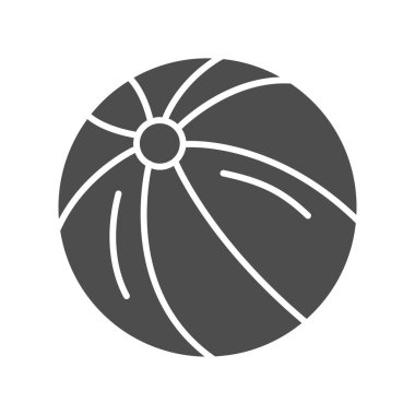 Top gibi sağlam bir ikon, çocuk oyuncakları konsepti, beyaz arka planda plaj topu tabelası, mobil konsept ve web tasarımı için glifli top ikonu. Vektör grafikleri.