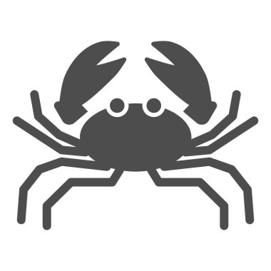 Yengeç katı ikonu, deniz ürünleri konsepti, beyaz arka planda deniz ürünleri tabelası, mobil konsept ve web tasarımı için kabartma şeklinde yengeç silueti simgesi. Vektör grafikleri.