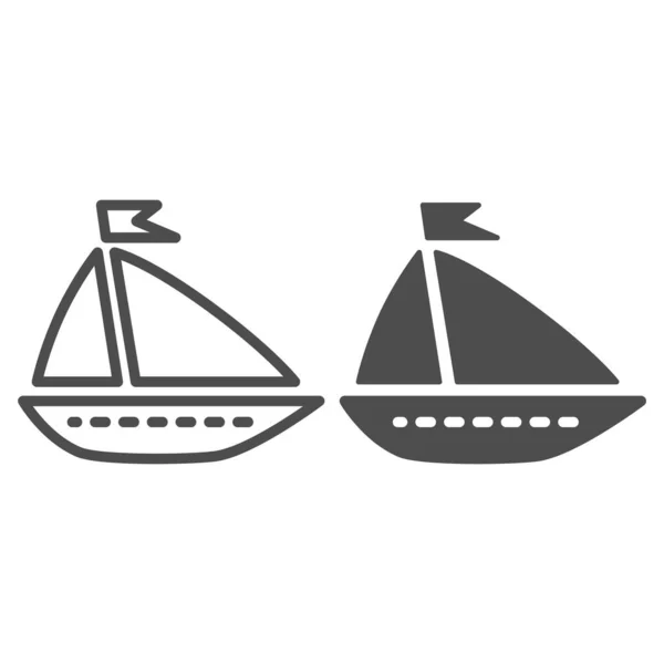 Ship toy line and solid icon, summer concept, boat sign on white background, Toy sailing ship icon in outline style for mobile concept and web design. Vector graphics. — Stock Vector