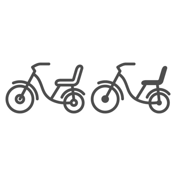 Ligne de vélo pour enfants et icône solide, concept d'enfance, enseigne de vélo pour enfants sur fond blanc, icône de vélo pour enfants dans le style de contour pour concept mobile et conception web. Graphiques vectoriels. — Image vectorielle