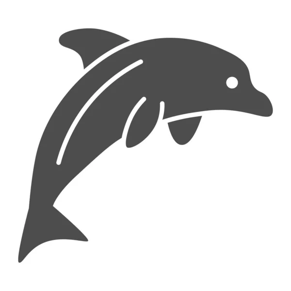 Icône solide de dauphin, concept d'océan, signe animal de mer de dauphin sur fond blanc, une icône de dauphin sautant dans le style glyphe pour le concept mobile et la conception Web. Graphiques vectoriels. — Image vectorielle