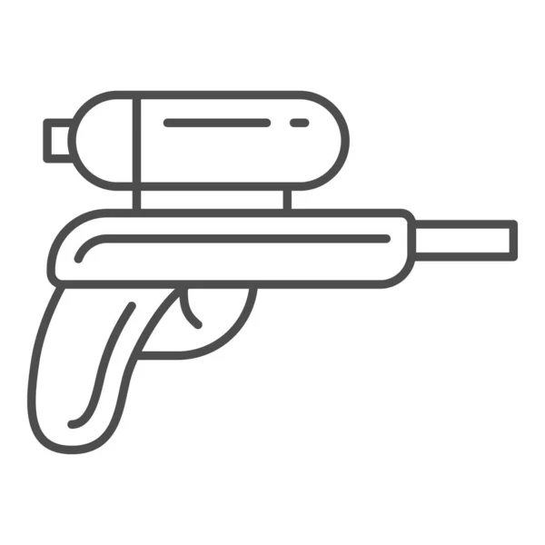 물총얇은 줄 아이콘, 아이들 장난감 컨셉, 흰색 배경에 있는 총 장난감 사인, 모바일 컨셉 과 웹 디자인의 개요에 있는 워터 피스톨 아이콘. 벡터 그래픽. — 스톡 벡터