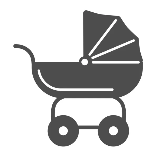 Kinderwagen für Puppen solides Symbol, Kinderspielzeug-Konzept, Kinderwagen-Zeichen auf weißem Hintergrund, Kinderwagen-Symbol im Glyph-Stil für mobiles Konzept und Webdesign. Vektorgrafik. — Stockvektor