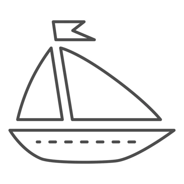 Schip speelgoed dunne lijn pictogram, zomer concept, boot teken op witte achtergrond, Toy zeilschip pictogram in grote lijnen voor mobiele concept en web design. vectorgrafieken. — Stockvector