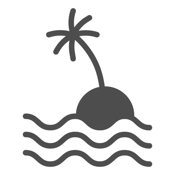 Ön med palm fast ikon, ocean koncept, tropisk ö skylt på vit bakgrund, palm på stranden ikon i glyf stil för mobila koncept och webbdesign. Vektorgrafik. — Stock vektor