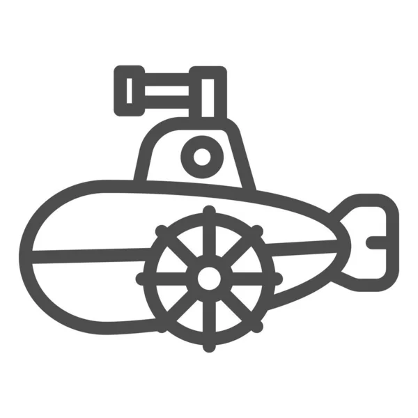 Icono de línea de modelo submarino, concepto de juguetes para niños, letrero de submarino alegre sobre fondo blanco, icono de juguete submarino en estilo de esquema para concepto móvil y diseño web. Gráficos vectoriales . — Archivo Imágenes Vectoriales