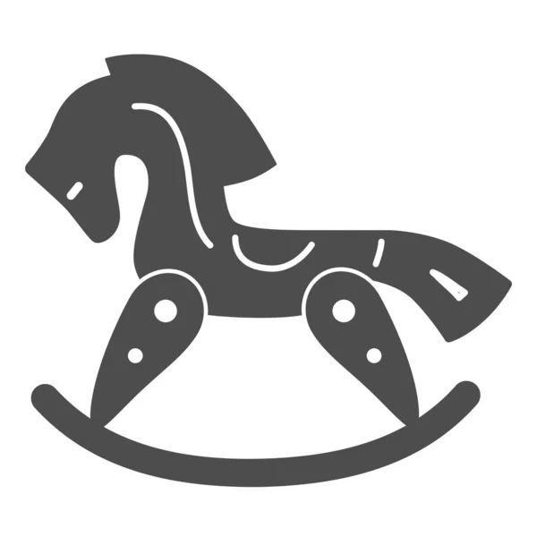 Icône solide de jouet de cheval, concept de jouets d'enfants, signe de cheval à bascule de chaise en bois sur fond blanc, icône de jouet de cheval de bébé dans le style de glyphe pour le concept mobile et la conception de Web. Graphiques vectoriels. — Image vectorielle